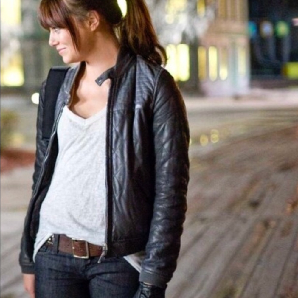 Diesel charcoal grey leather jacket M